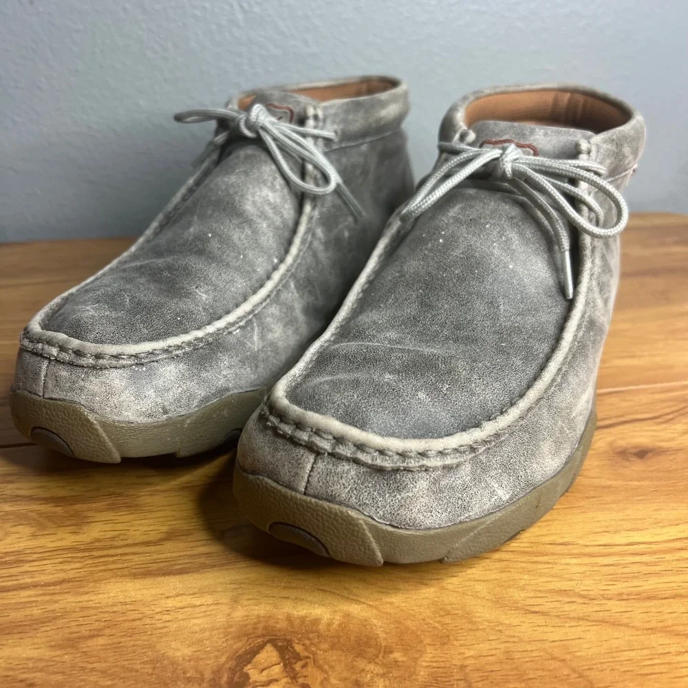 Twisted X Chukka Driving Mocs Mens 13 Gray MDM0072 Leather Casual Distressed